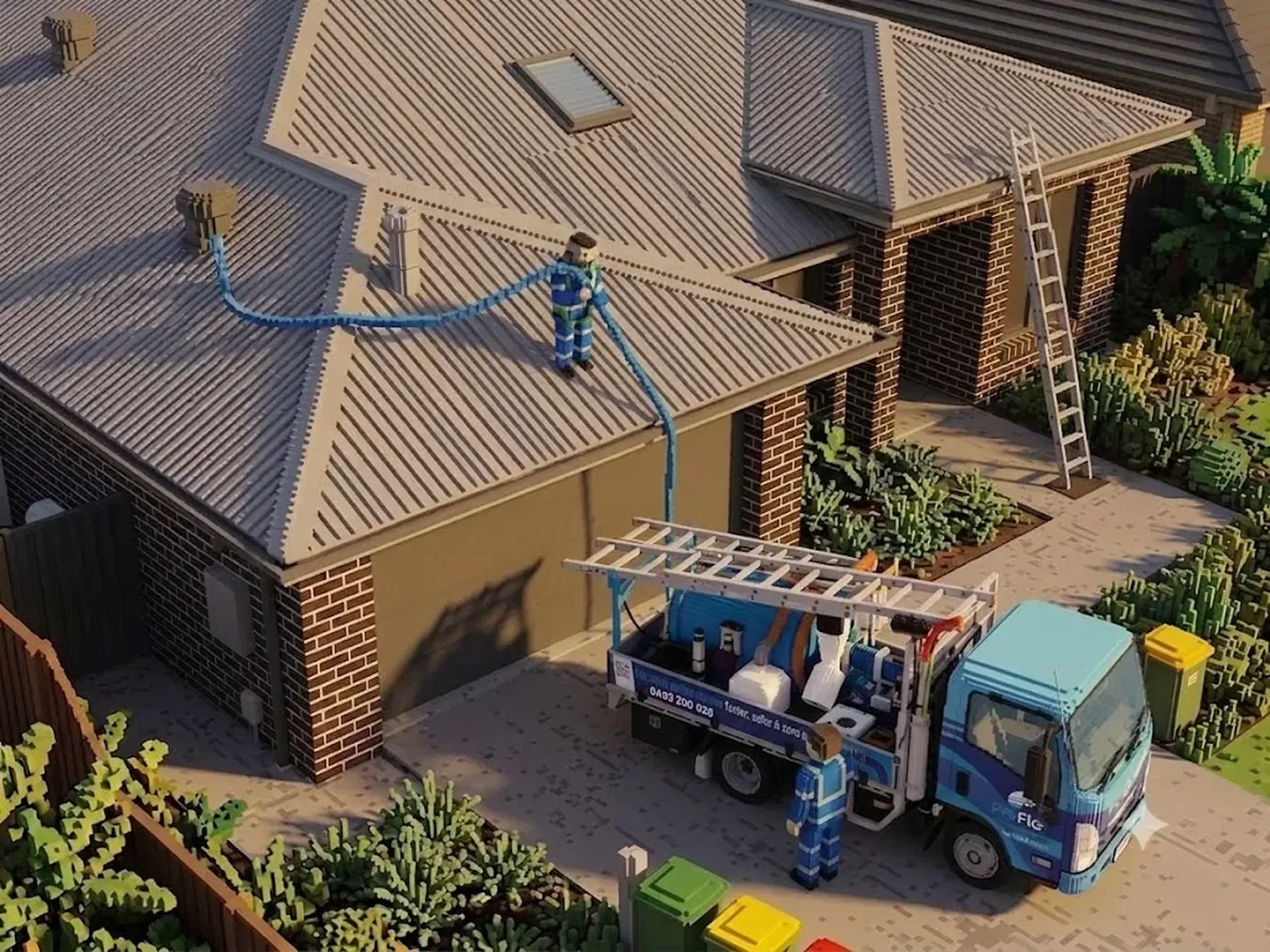 ProFlo WA crew cleaning gutters on a Perth home