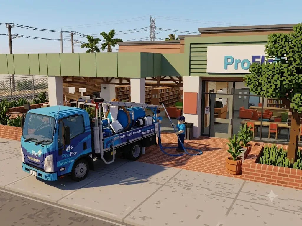 ProFlo WA vacuum gutter cleaning truck in Bentley Perth near Curtin University