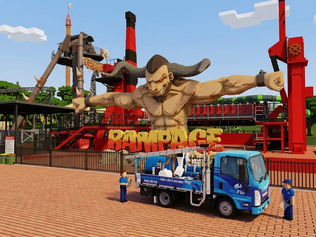 ProFlo WA vacuum gutter cleaning truck at Bibra Lake adventure park Perth