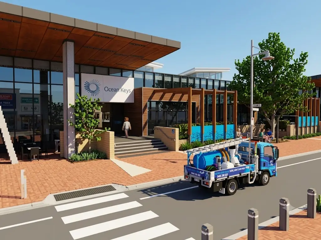 ProFlo WA vacuum gutter cleaning truck at Ocean Keys Shopping Centre Clarkson