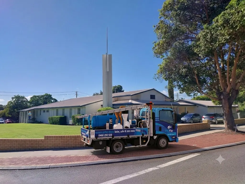 ProFlo WA vacuum gutter cleaning truck in Cloverdale Perth residential street