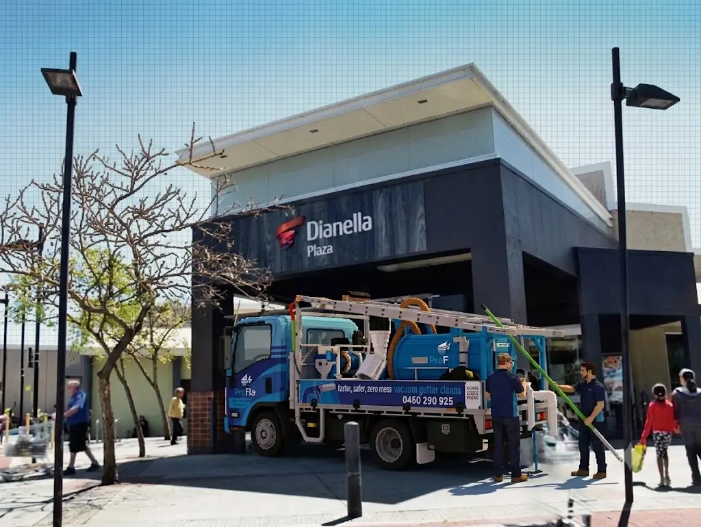 ProFlo WA vacuum gutter cleaning truck at Dianella Plaza shopping centre Perth