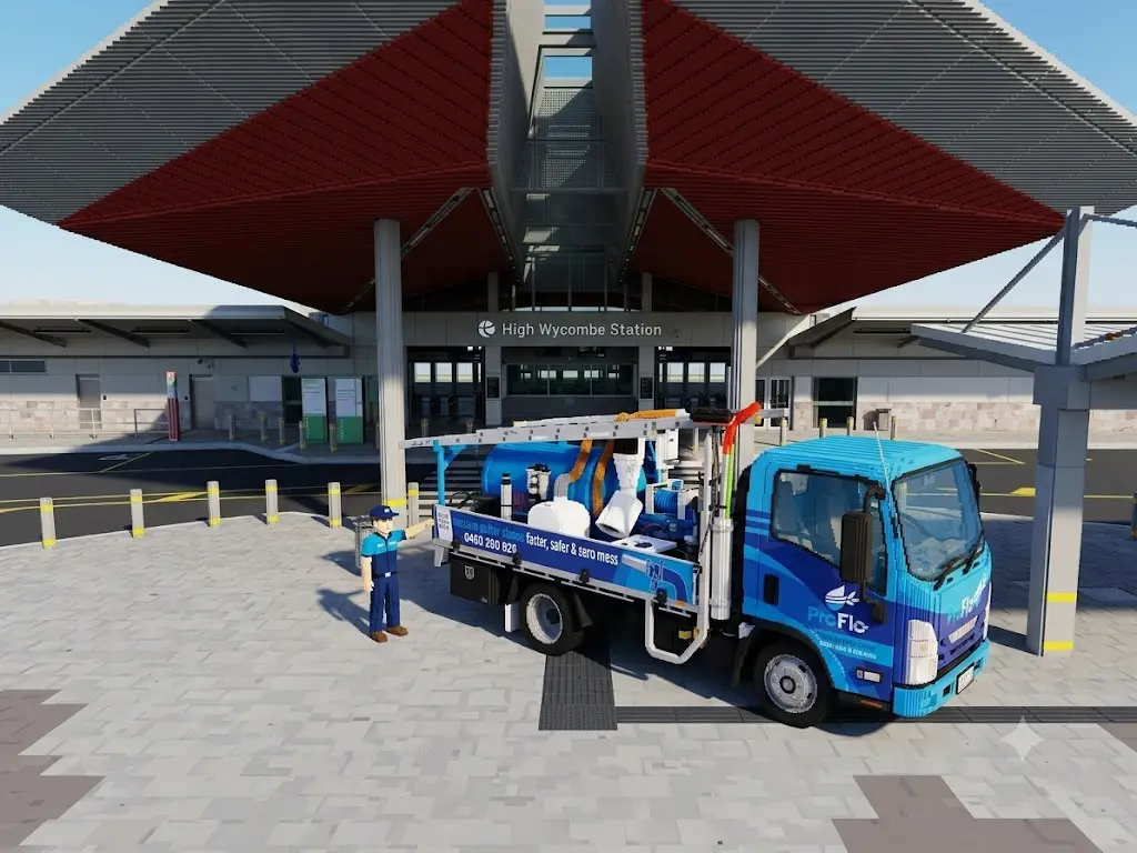 ProFlo WA vacuum gutter cleaning truck at High Wycombe Station Perth