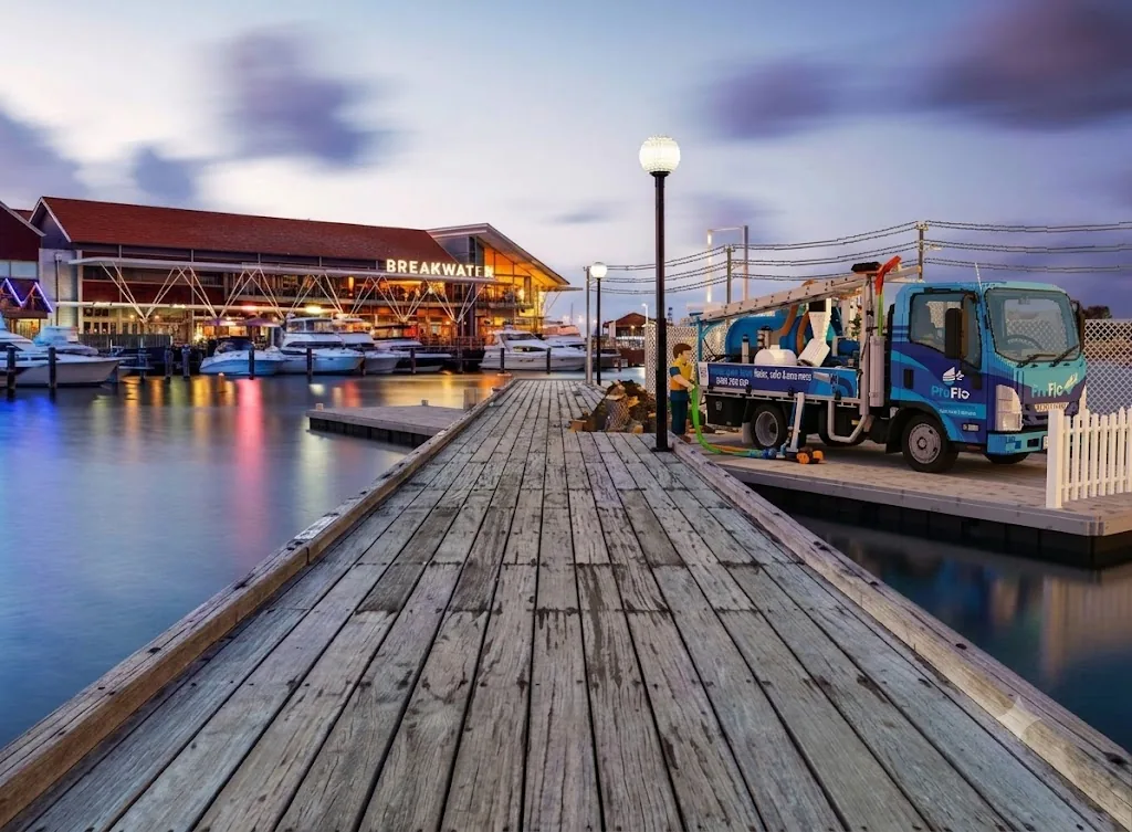 ProFlo WA vacuum gutter cleaning truck at Hillarys Boat Harbour near Sorrento on the northern Perth coast